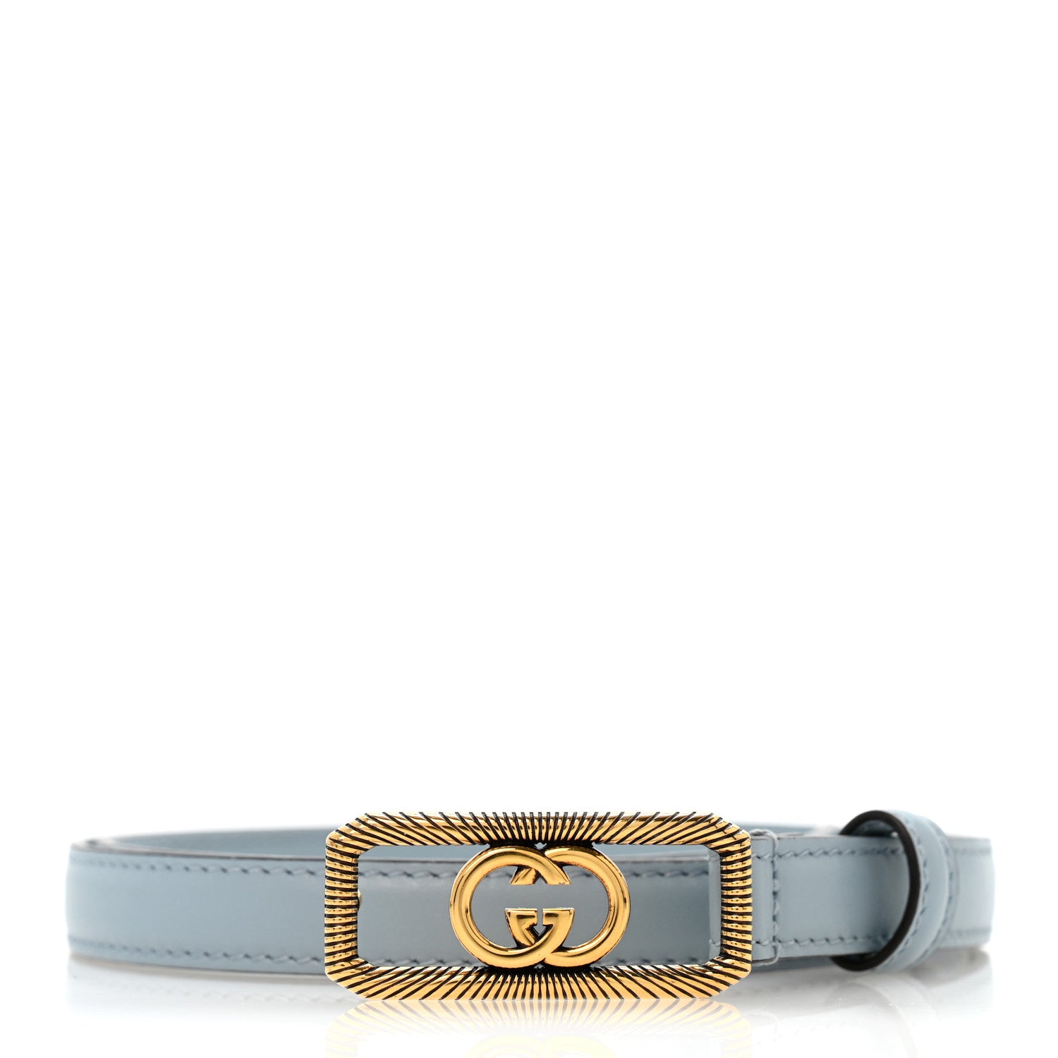 Gucci Calfskin Plutone Calfskin Interlocking G 15mm Belt 70 28 Blue 1 of 5