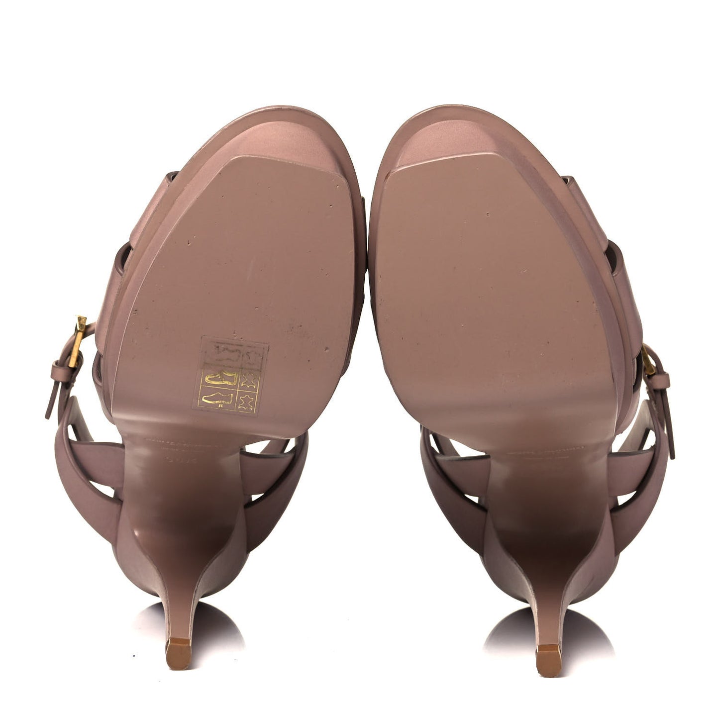 Calfskin Tribute 105 Platform Sandals 36.5 Nude Powder