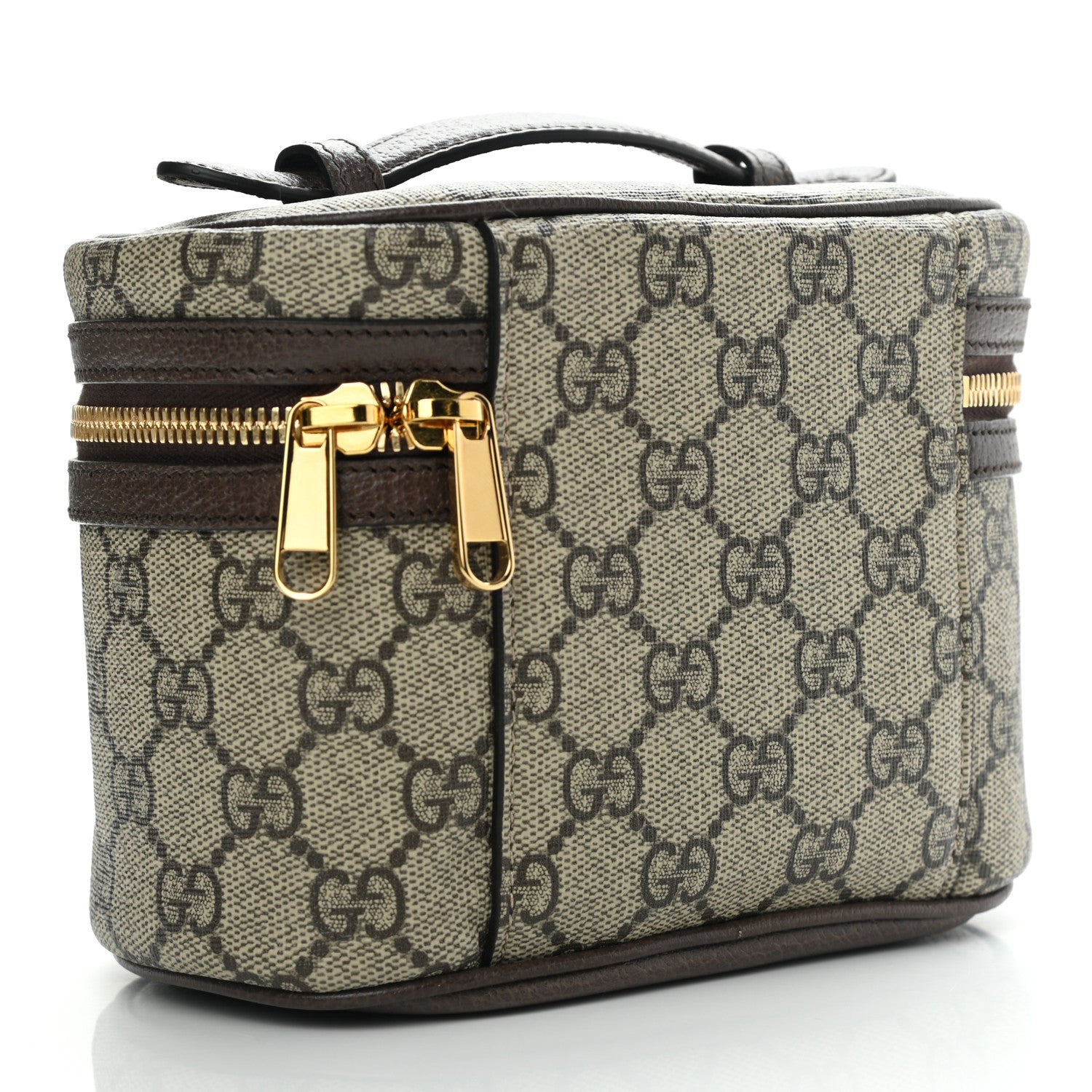 Gucci GG Supreme Monogram Textured Calfskin Web Ophidia Vanity Cosmetic Case Beige Ebony New Acero 2 of 7
