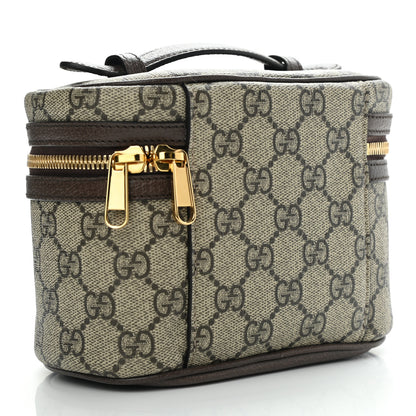 Gucci GG Supreme Monogram Textured Calfskin Web Ophidia Vanity Cosmetic Case Beige Ebony New Acero 2 of 7