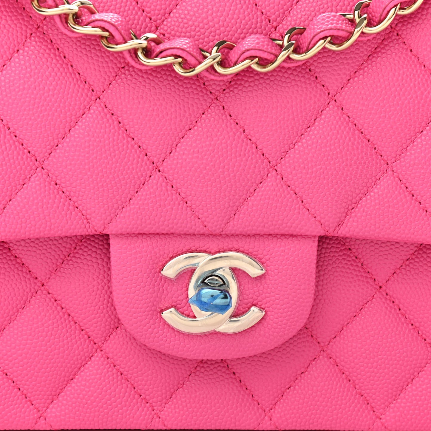 Caviar Quilted Medium Double Flap Dark Pink