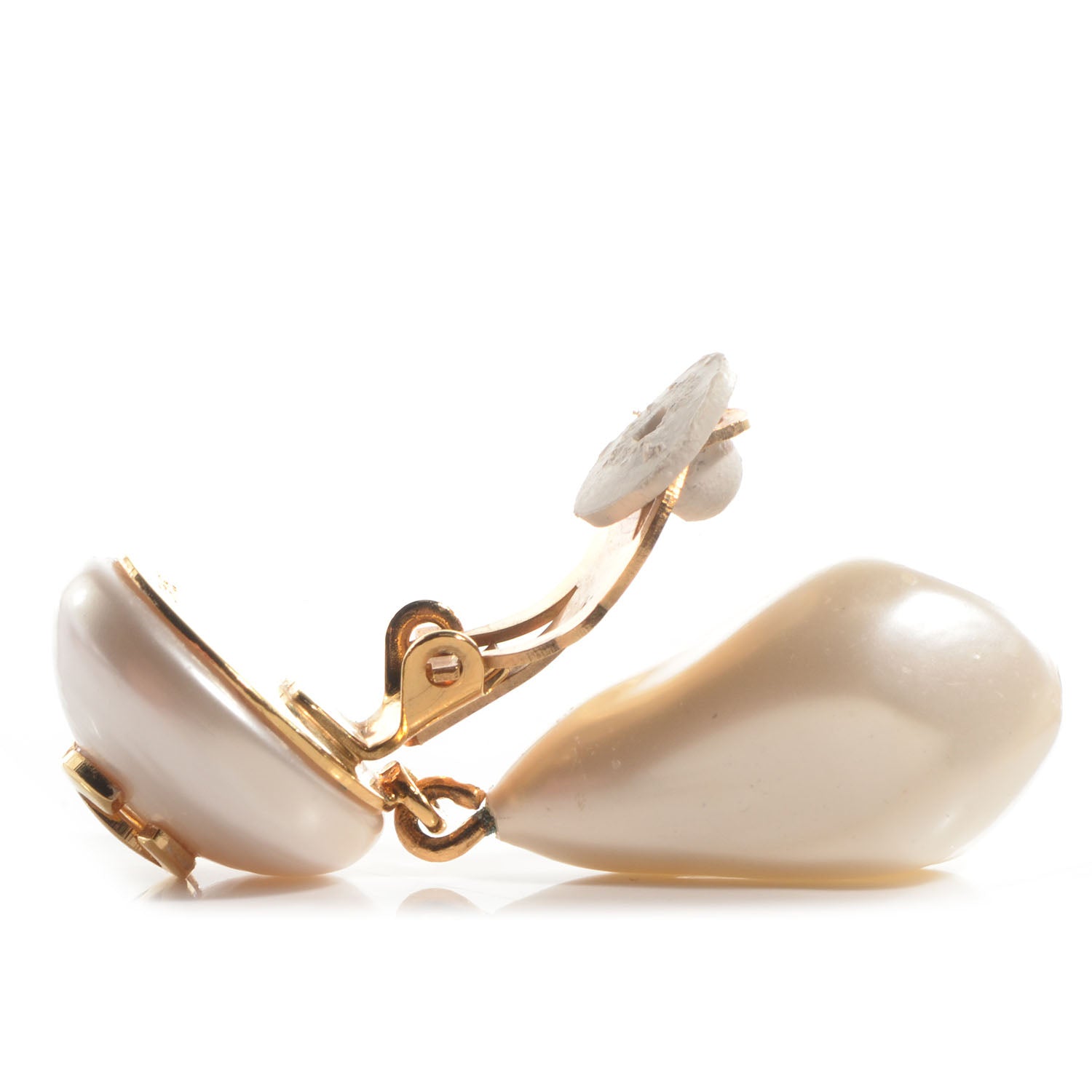 Chanel Pearl CC Drop Clip On Earrings Gold 4 of 5