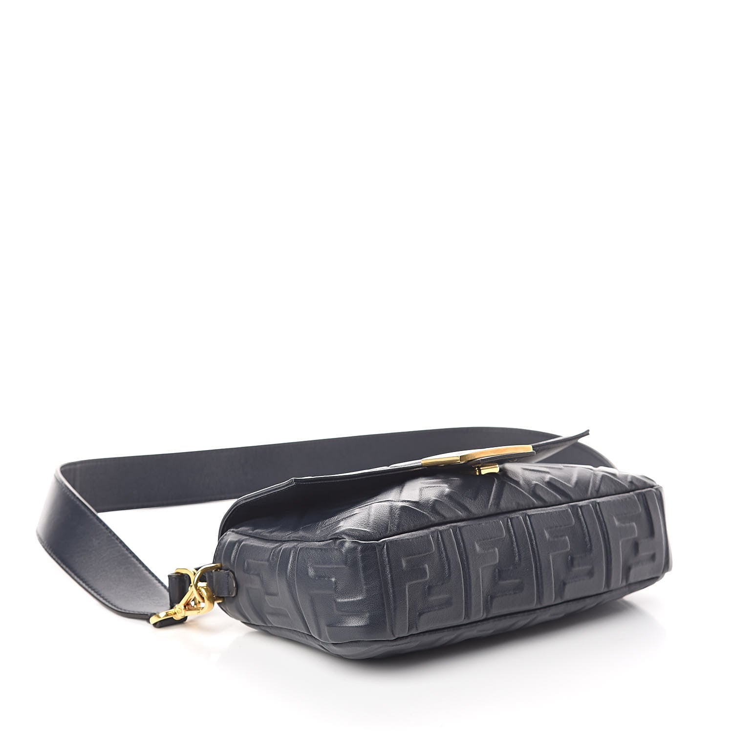 Fendi Nappa FF 1974 Embossed Baguette Midnight 4 of 11