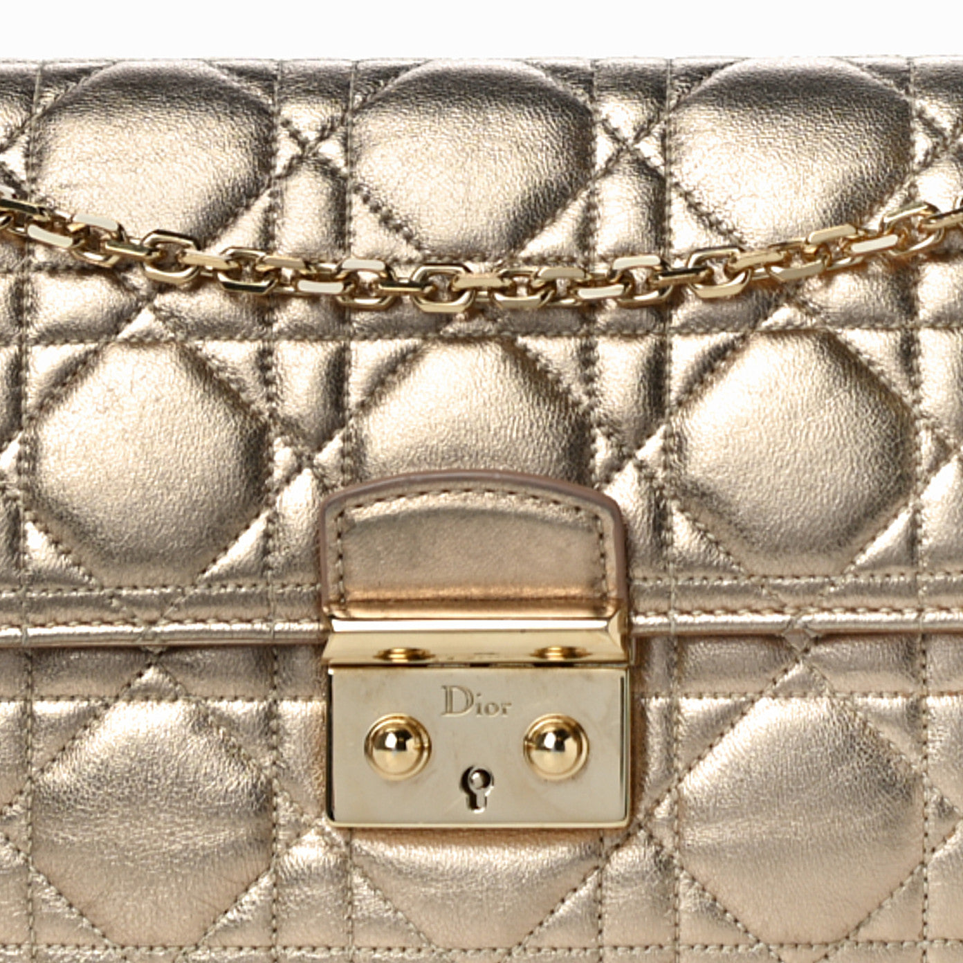 Christian Dior Metallic Lambskin Cannage Miss Dior Promenade Pouch Gold 7 of 12