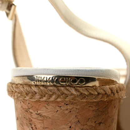 Jimmy Choo Nappa Cork Braided Amely 105 Wedge Sandals 40 Chalk 7 of 15
