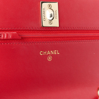 Chanel Lambskin Quilted Trendy CC Wallet On Chain WOC Red 6 of 14