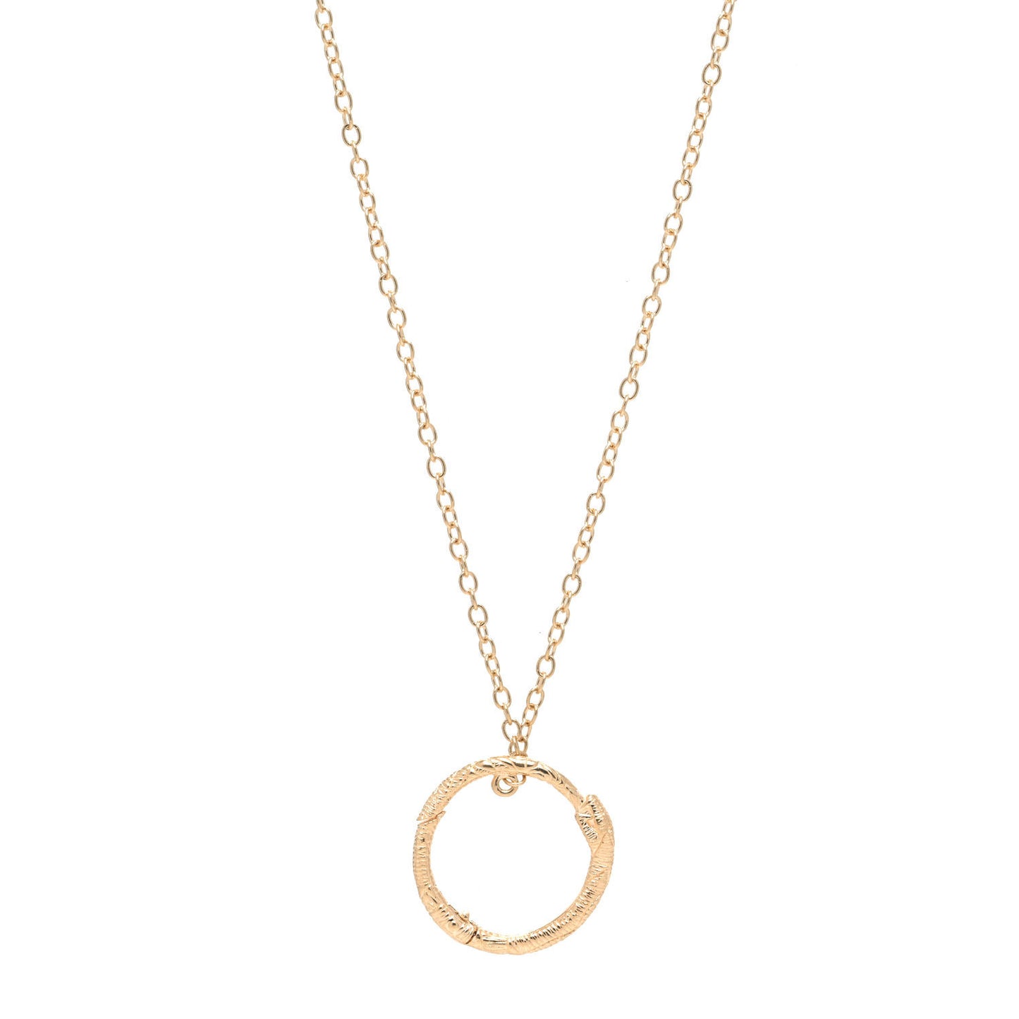 18K Yellow Gold Ouroboros Snake Ring Necklace