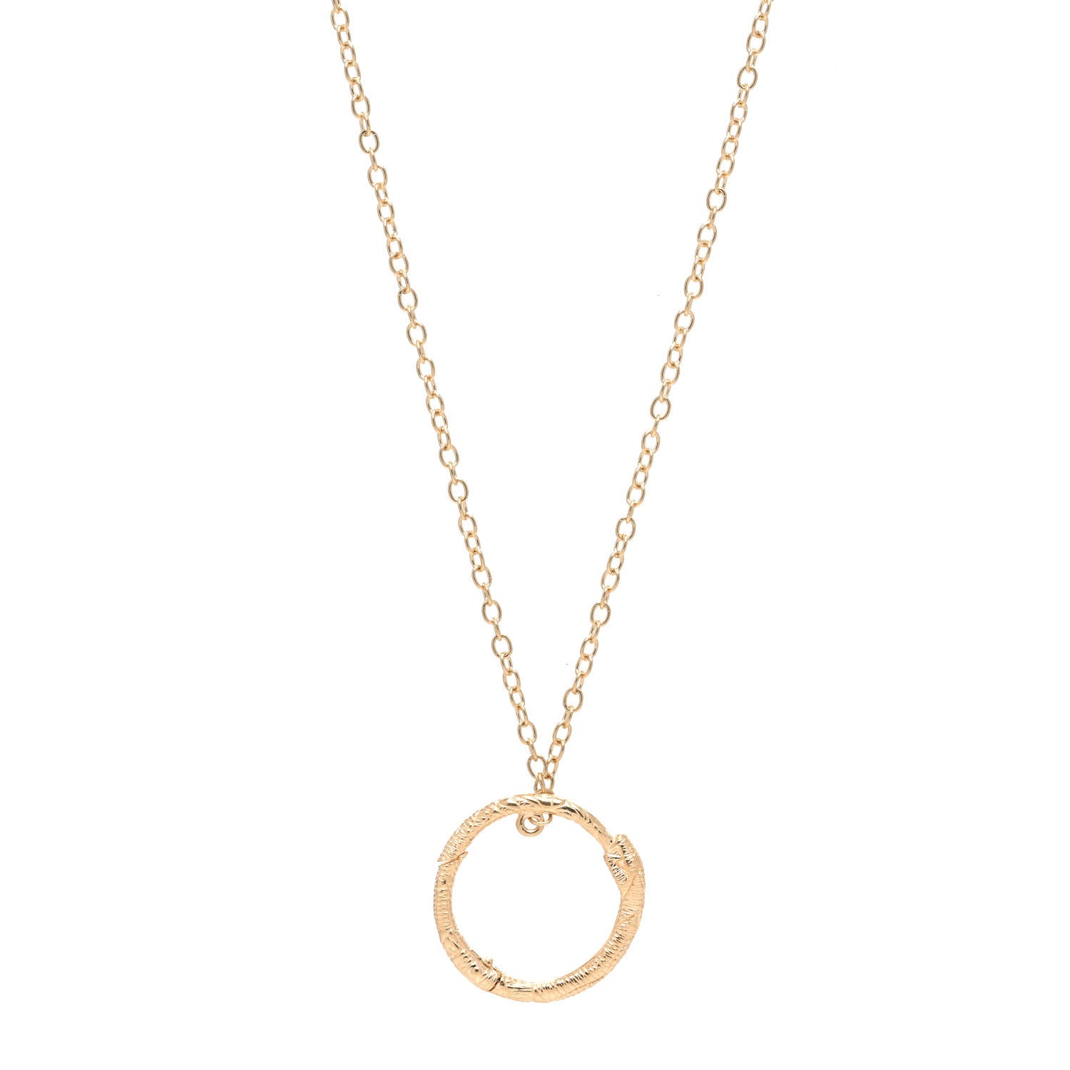 Gucci 18K Yellow Gold Ouroboros Snake Ring Necklace 1 of 6