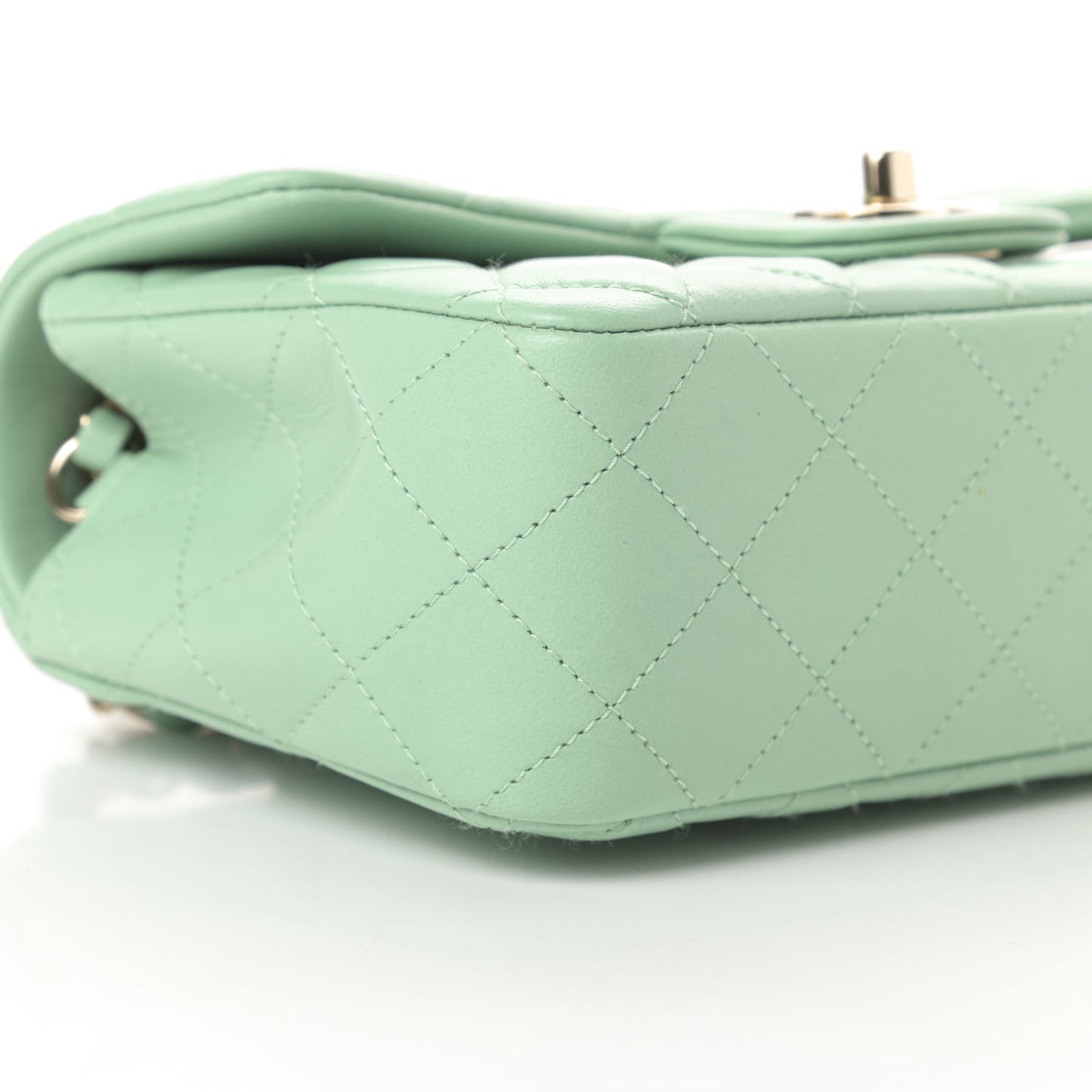 Lambskin Quilted Mini Rectangular Flap Light Green