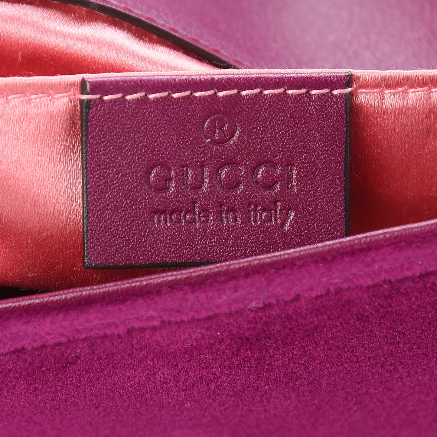 Velvet Matelasse Mini GG Marmont Shoulder Bag Fuchsia Violet Cyclamen