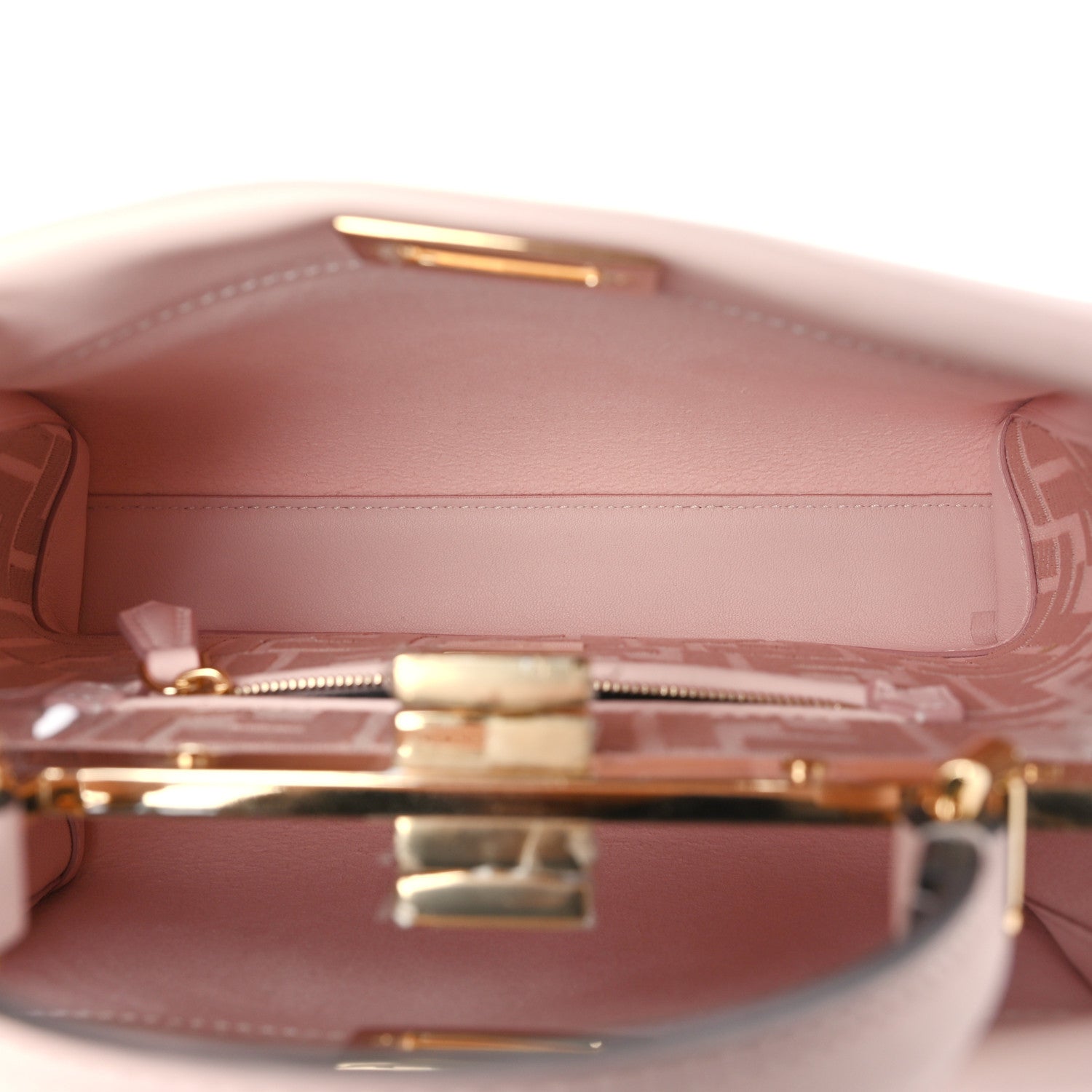 Fendi Vitello Seta Canvas FF Embroidered Mini Peekaboo Iconic Satchel Rosa Confetto 5 of 10