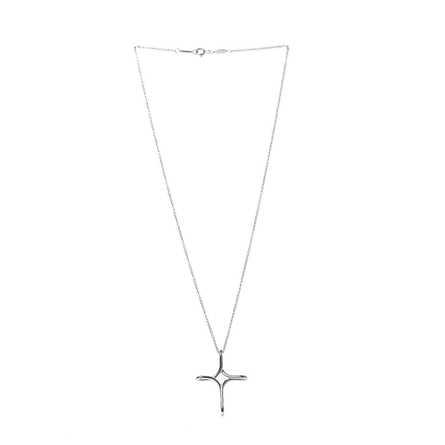 Tiffany Sterling Silver Elsa Peretti Infinity Cross Pendant Necklace 3 of 8