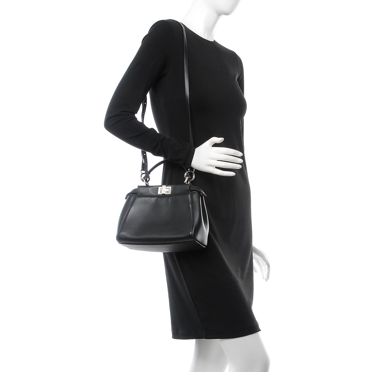 Fendi Nappa Karung Monster Eyes Mini Peekaboo Iconic Satchel Black Papavero 2 of 13