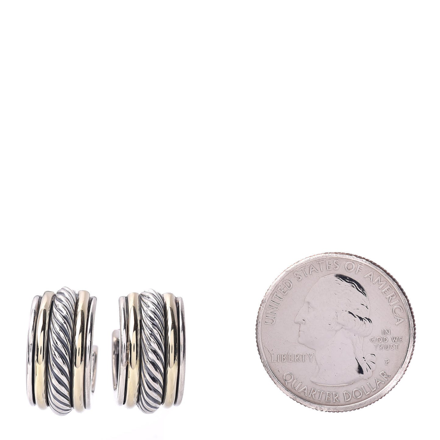 Sterling Silver 14K Yellow Gold 10mm Cable Classics Hoop Earrings
