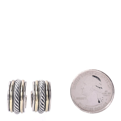 David Yurman Sterling Silver 14K Yellow Gold 10mm Cable Classics Hoop Earrings 2 of 4