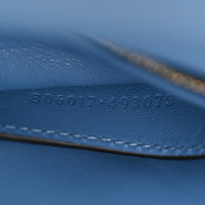 Gucci Lambskin Embossed Mini GG Milano Top Handle Shoulder Bag Blue 7 of 11