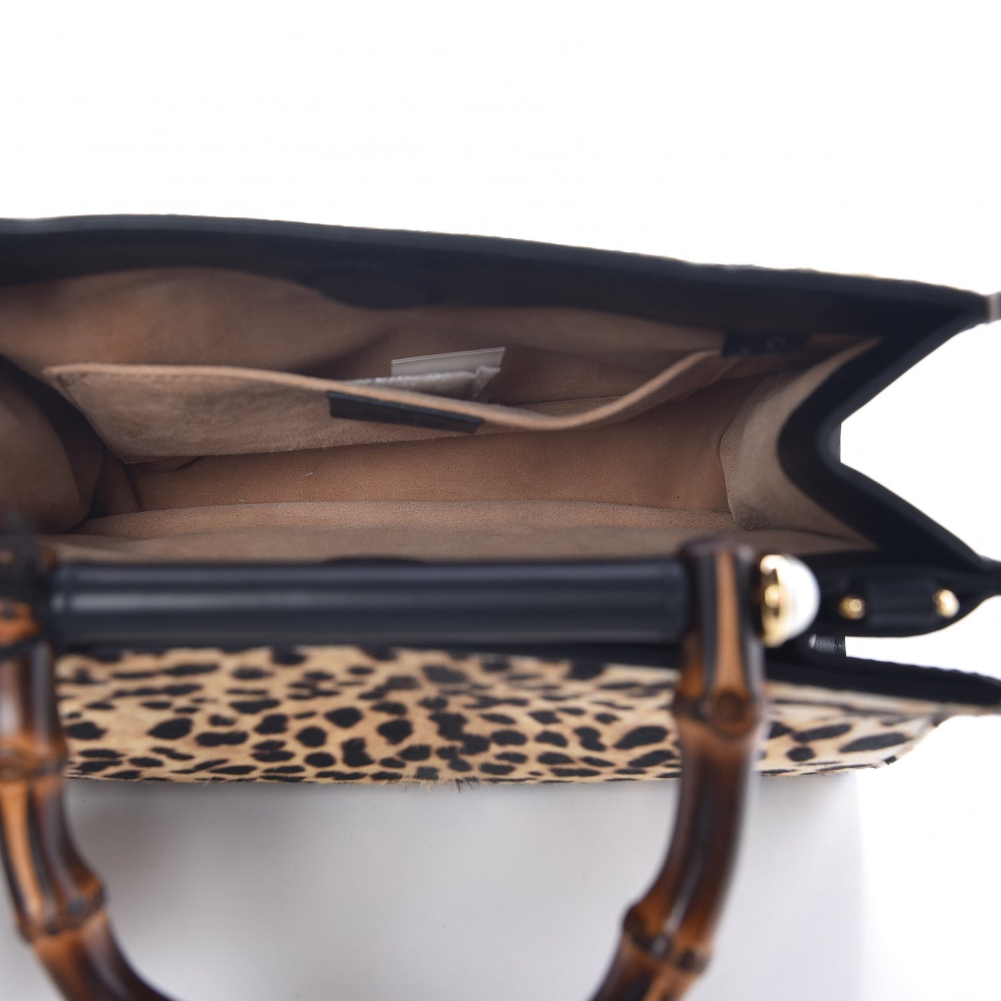 Calf Hair Bamboo Web Leopard Print Mini Nymphaea Top Handle Bag
