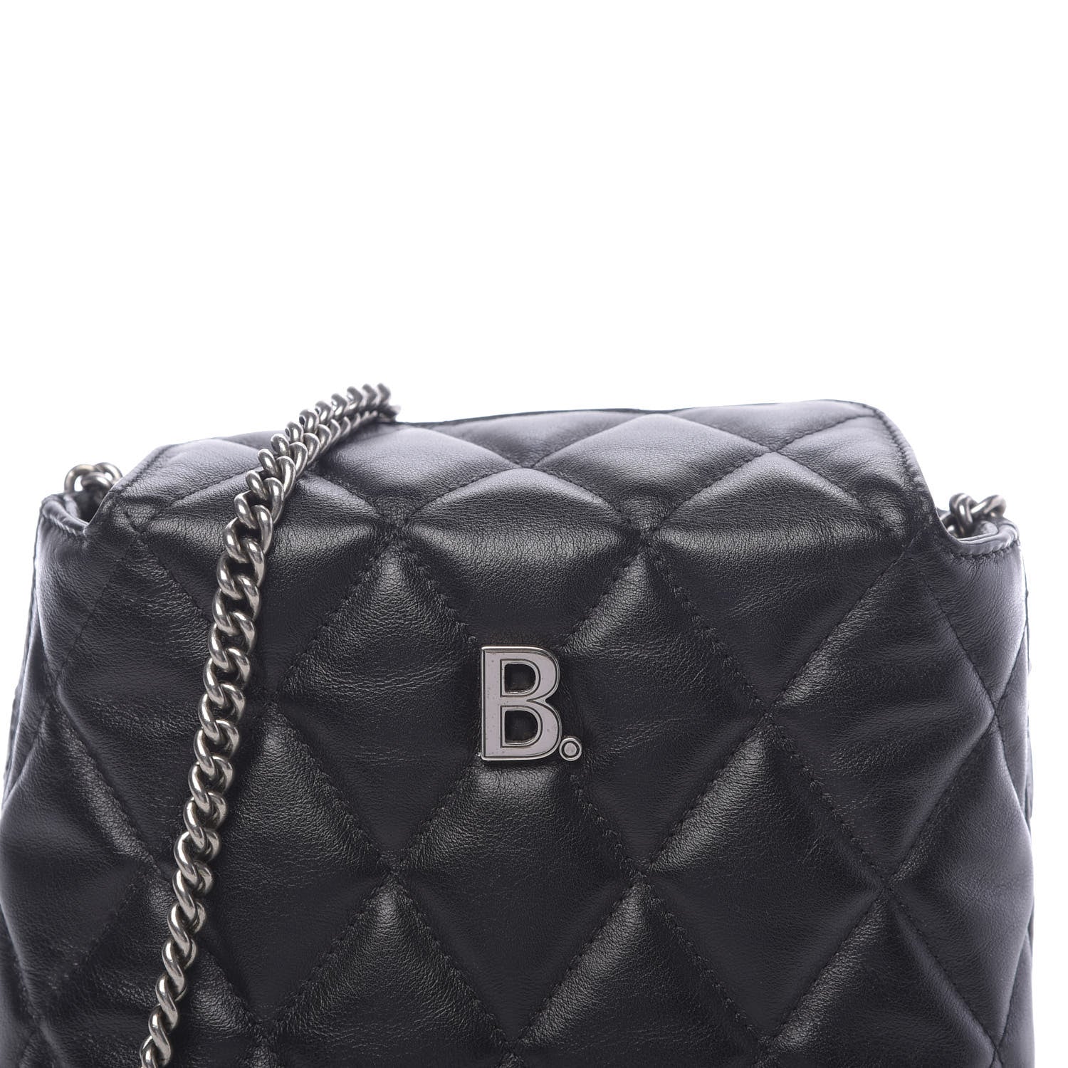Balenciaga Calfskin Quilted Touch B Square Shoulder Bag Black 9 of 11