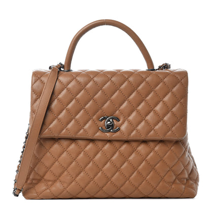 Chanel Caviar Quilted Large Coco Handle Flap Camel 1 of 13