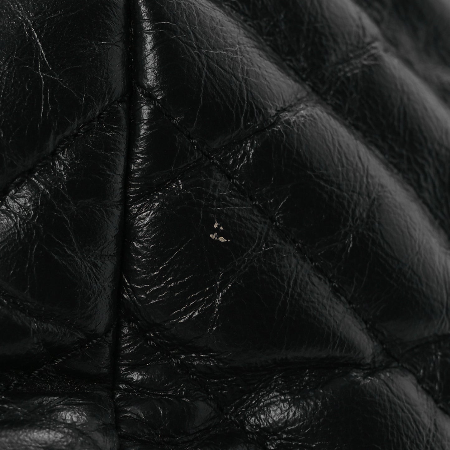 Aged Calfskin Chevron Large Soft Bowling Bag Black