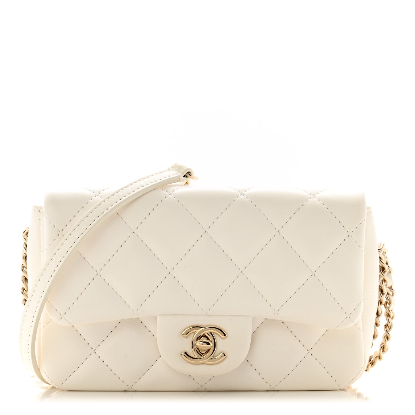 Lambskin Quilted Mini My Precious Flap White