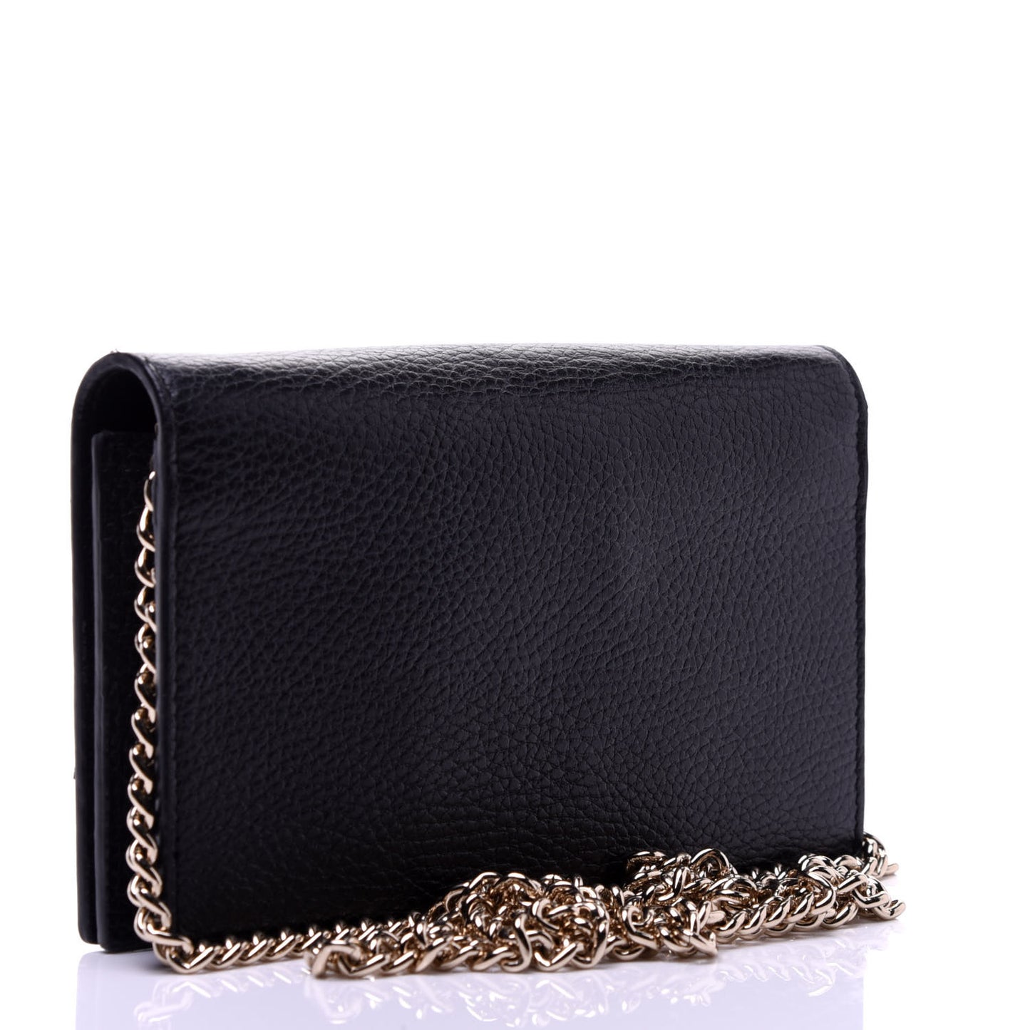 Dollar Calfskin Medium Betty Chain Wallet Black