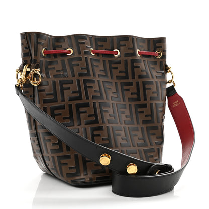 Fendi Vitello Grace F is Fendi Bi-Color FF 1974 Embossed Grande Mon Tresor Bucket Bag Maya Black Fragola 3 of 15