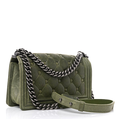 Chanel Goatskin Chesterfield Quilted Medium Celtic Boy Flap Green 3 of 14