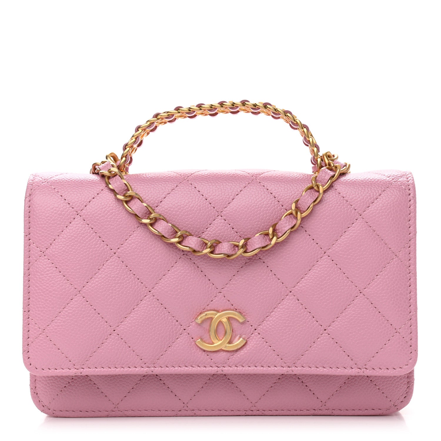 Chanel Shiny Caviar Quilted Pick Me Up Wallet On Chain WOC Pink 1 of 13