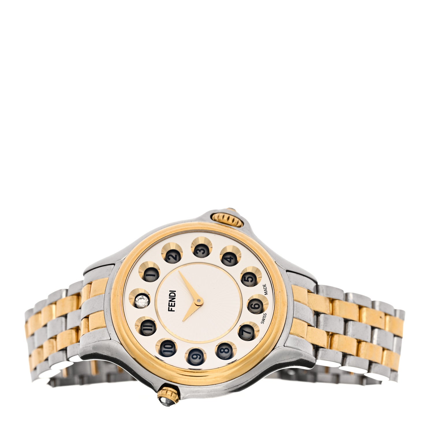 Fendi Stainless Steel Diamond Topaz 38mm Crazy Carats Two Tone Quartz Watch Silver 4 of 7
