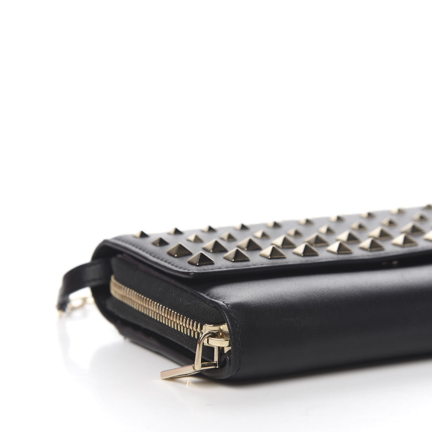 Valentino Garavani Vitello Rockstud Carry Secrets Continental Wallet On Chain Black 8 of 11