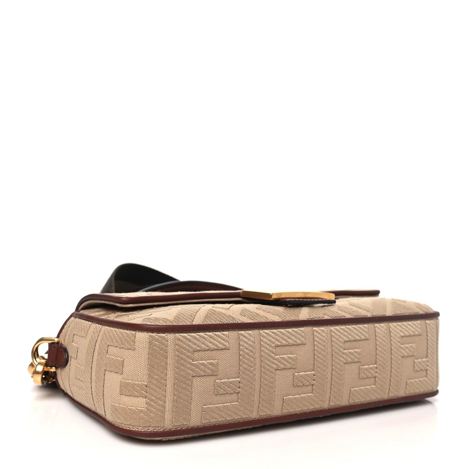 Fendi Sardinian Jacquard Vitello King FF 1974 Embroidered Baguette Corda Praline 4 of 11
