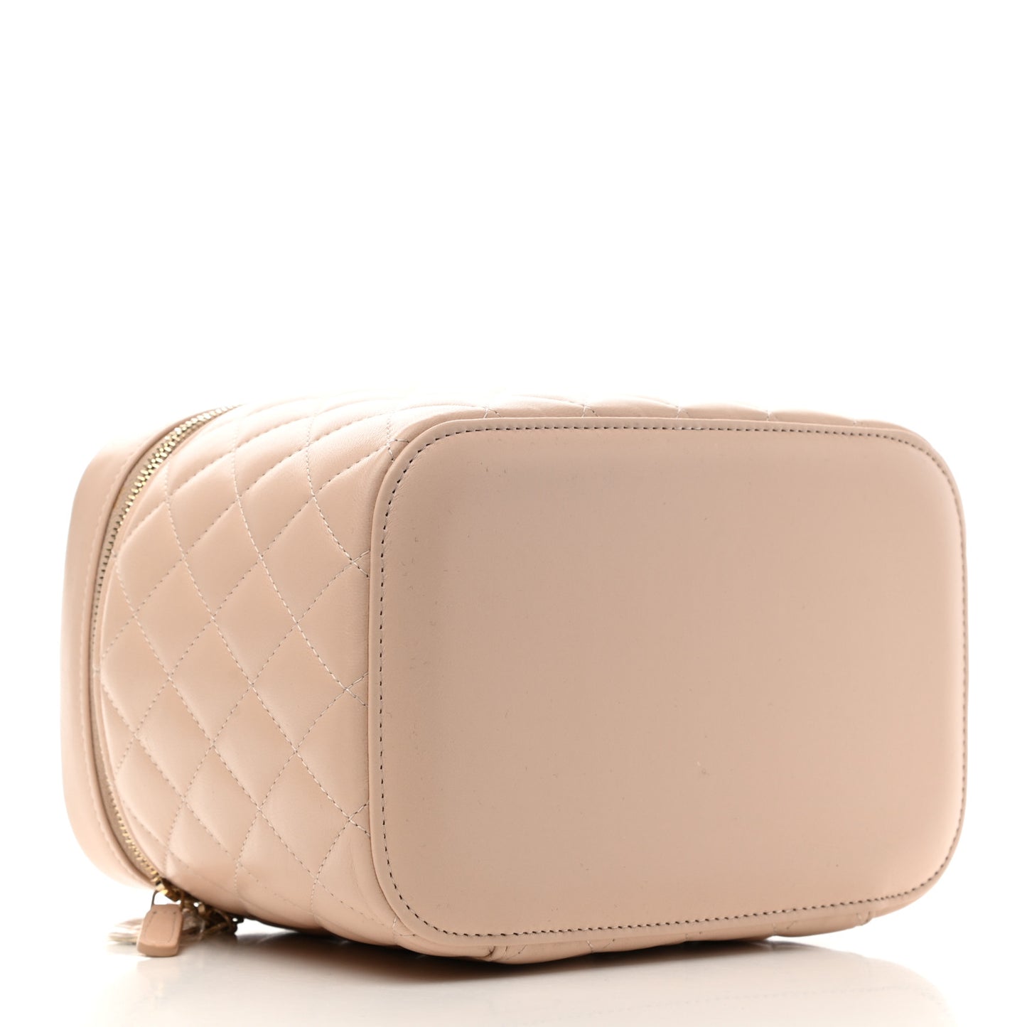 Lambskin Quilted Large Vanity Pouch Beige Clair