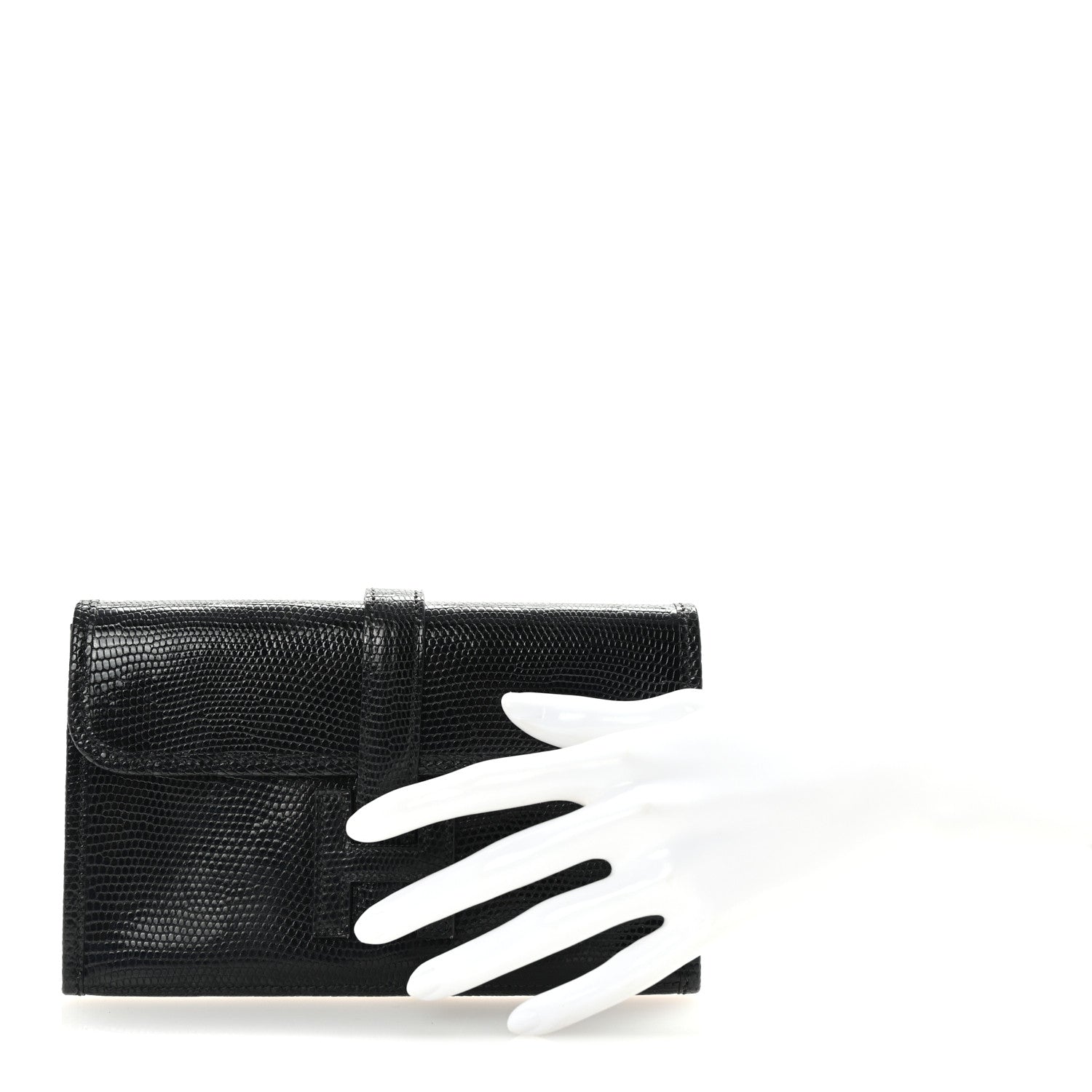 Hermes Lizard Mini Jige Elan Clutch Black 2 of 6