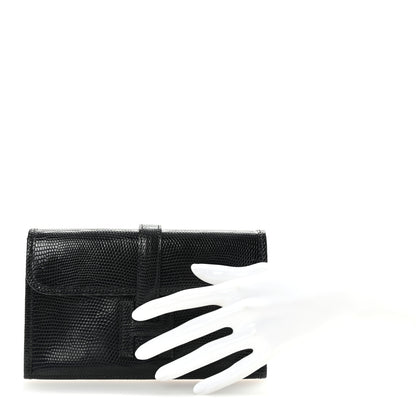 Hermes Lizard Mini Jige Elan Clutch Black 2 of 6