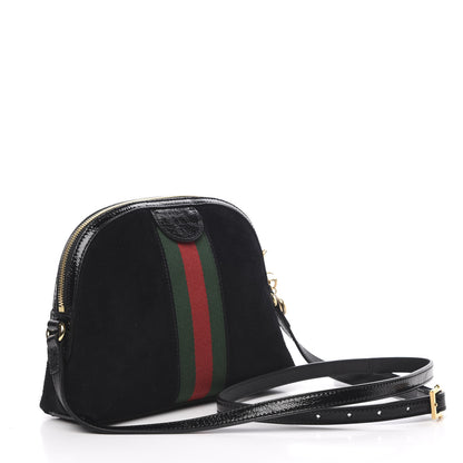 Gucci Suede Patent Web GG Small Ophidia Dome Shoulder Bag Black 2 of 10