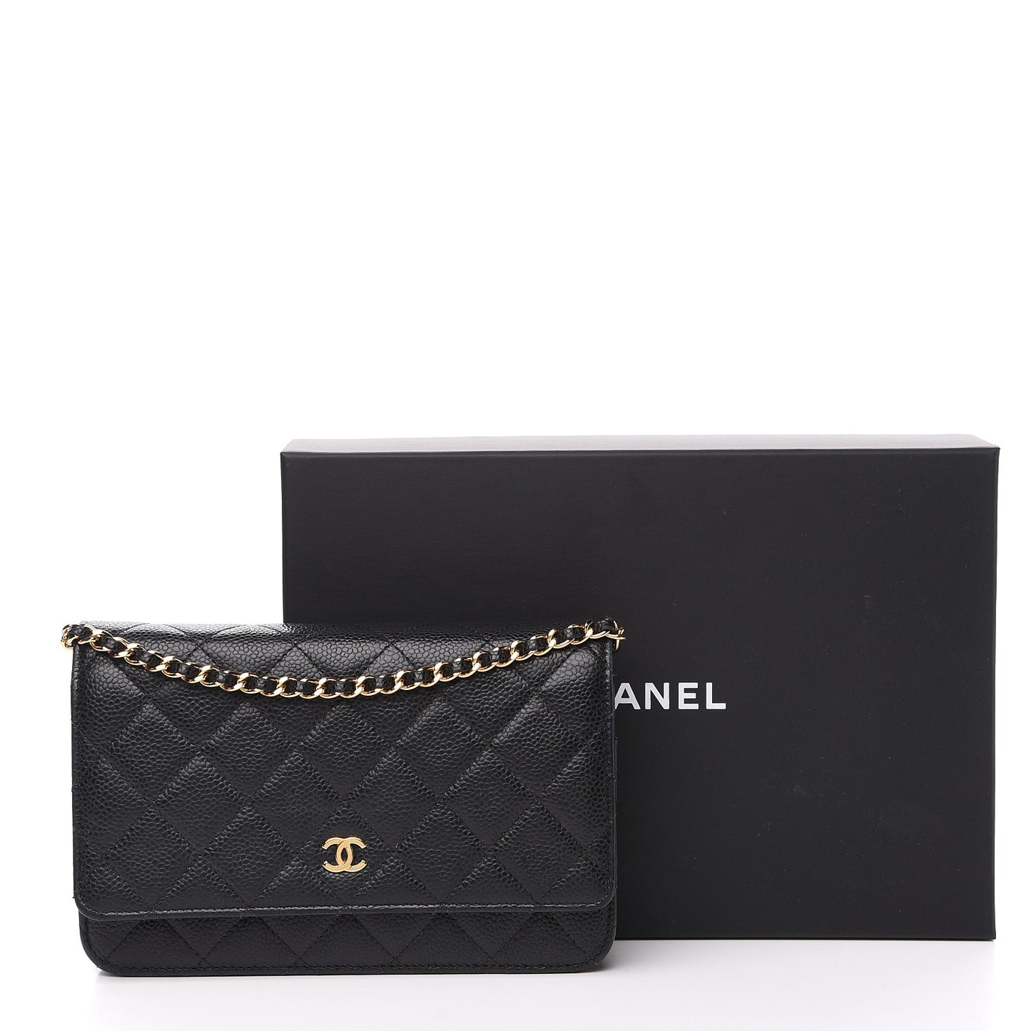 Caviar Quilted Wallet On Chain WOC Black