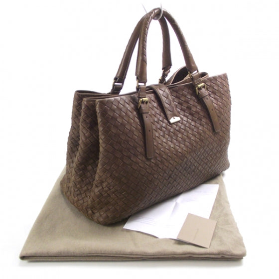 Bottega Veneta Leather Intrecciato Roma Tote Brown 3 of 11