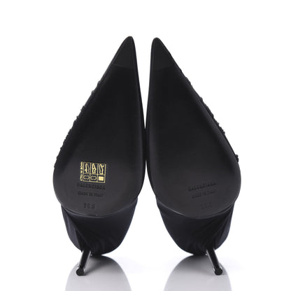 Balenciaga Jersey Crepe Drape Knife Pointed Pumps 38.5 Black 5 of 10