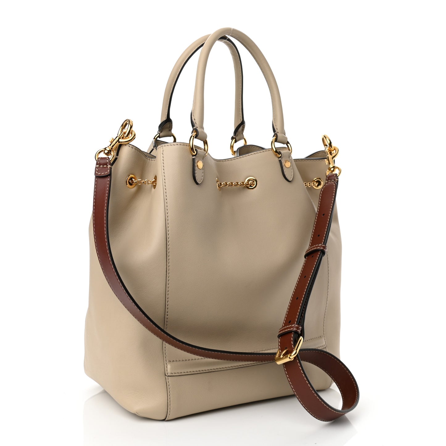 Vitello Grace King Karligraphy Chain Bucket Bag Nuvola Praline