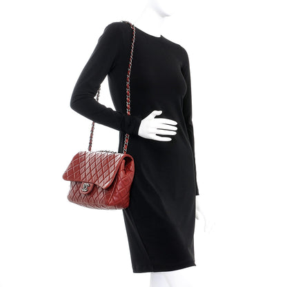 Chanel Lambskin Quilted Jumbo Single Flap Dark Red 2 of 8