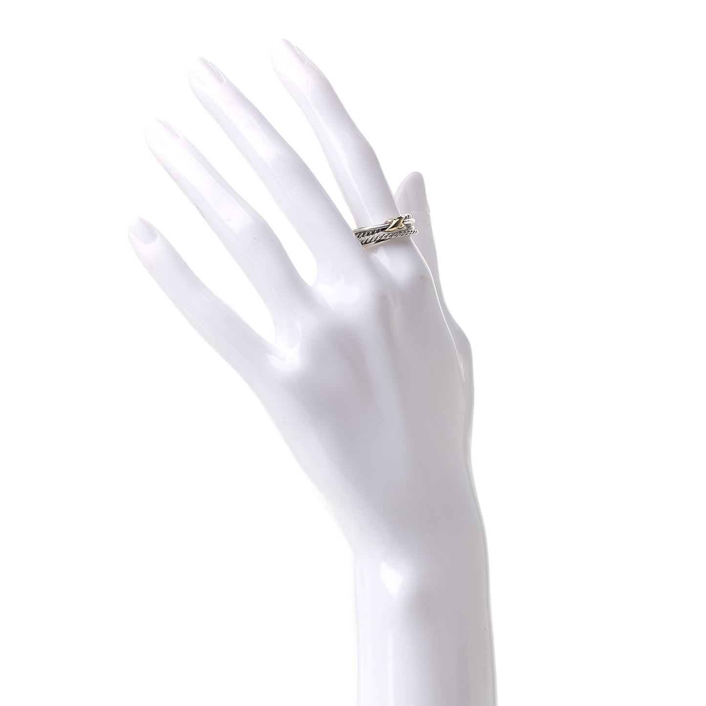 Sterling Silver 18K Yellow Gold 6mm X Crossover Ring 54 6.75