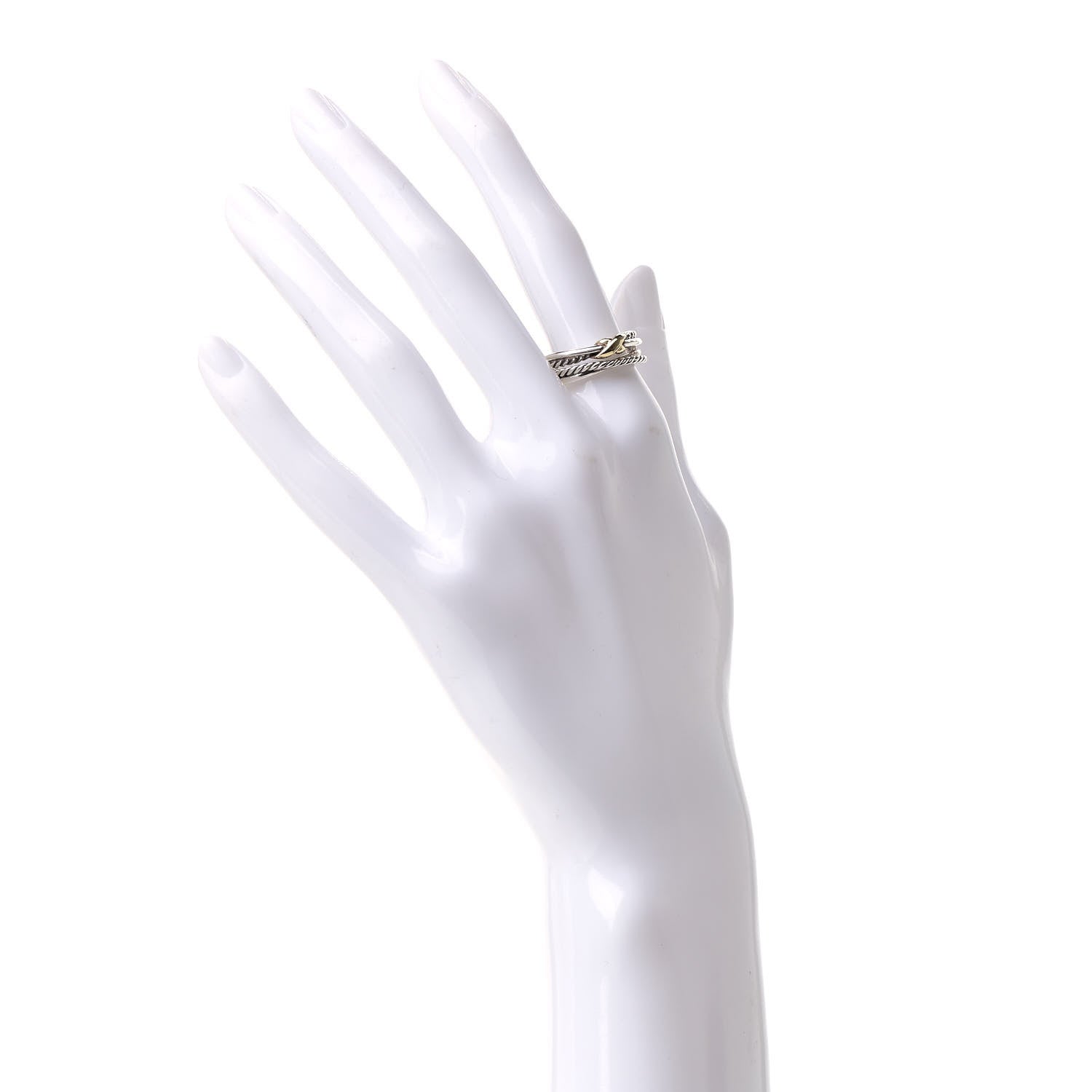 David Yurman Sterling Silver 18K Yellow Gold 6mm X Crossover Ring 54 6.75 2 of 6