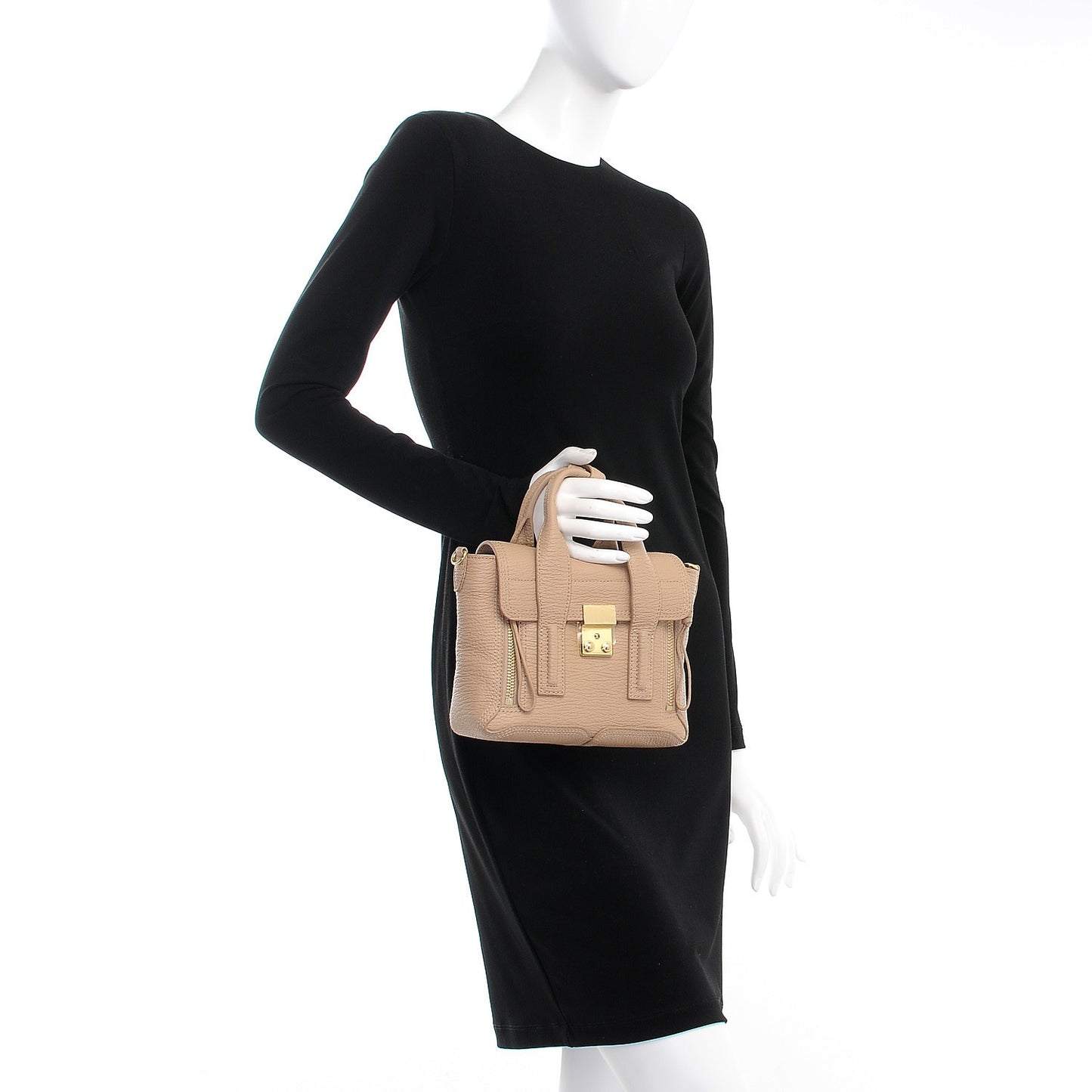 3.1 Textured Calfskin Mini Pashli Satchel Cashew