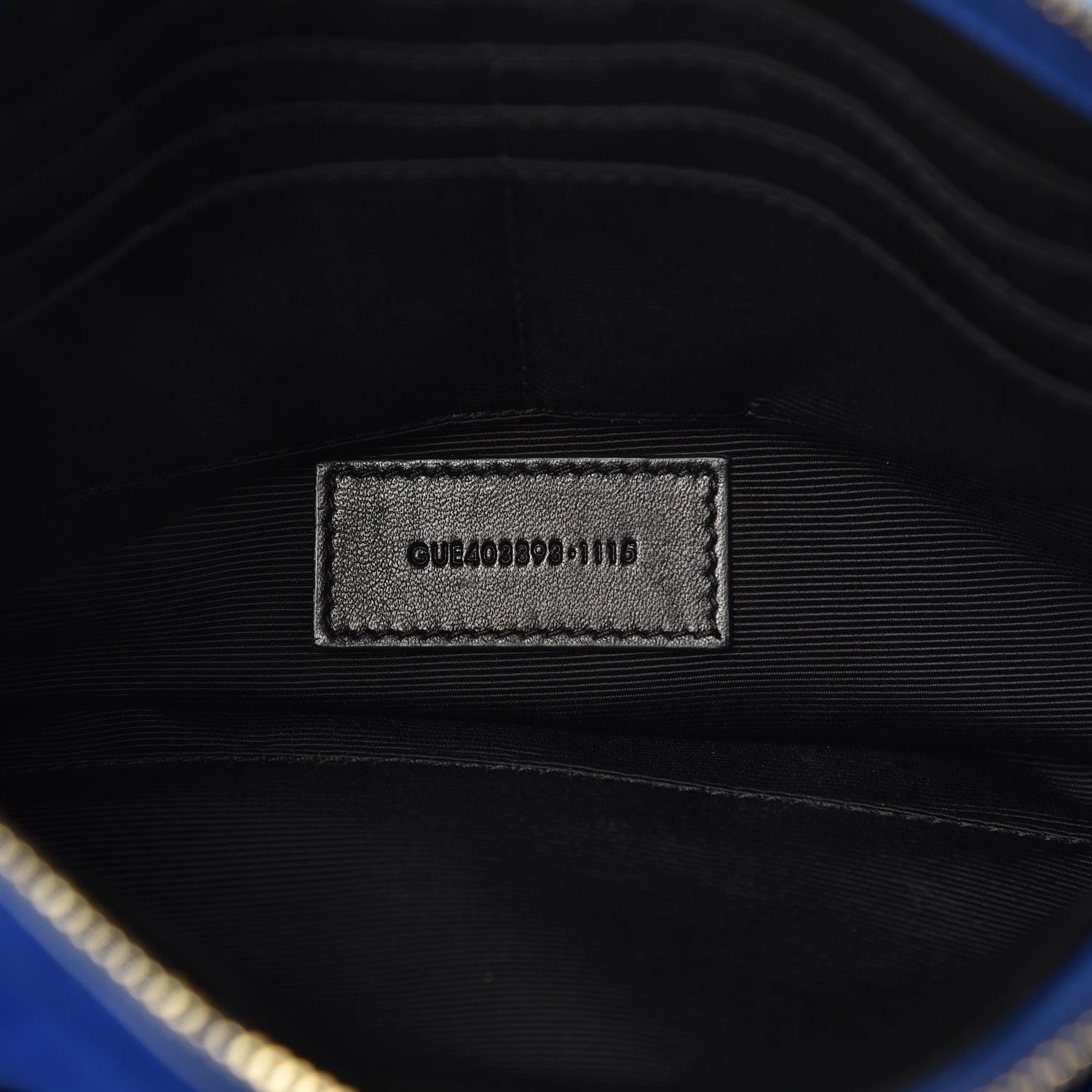 Saint Laurent Suede Calfskin Small Fringe Crossbody Bag Blue 7 of 13