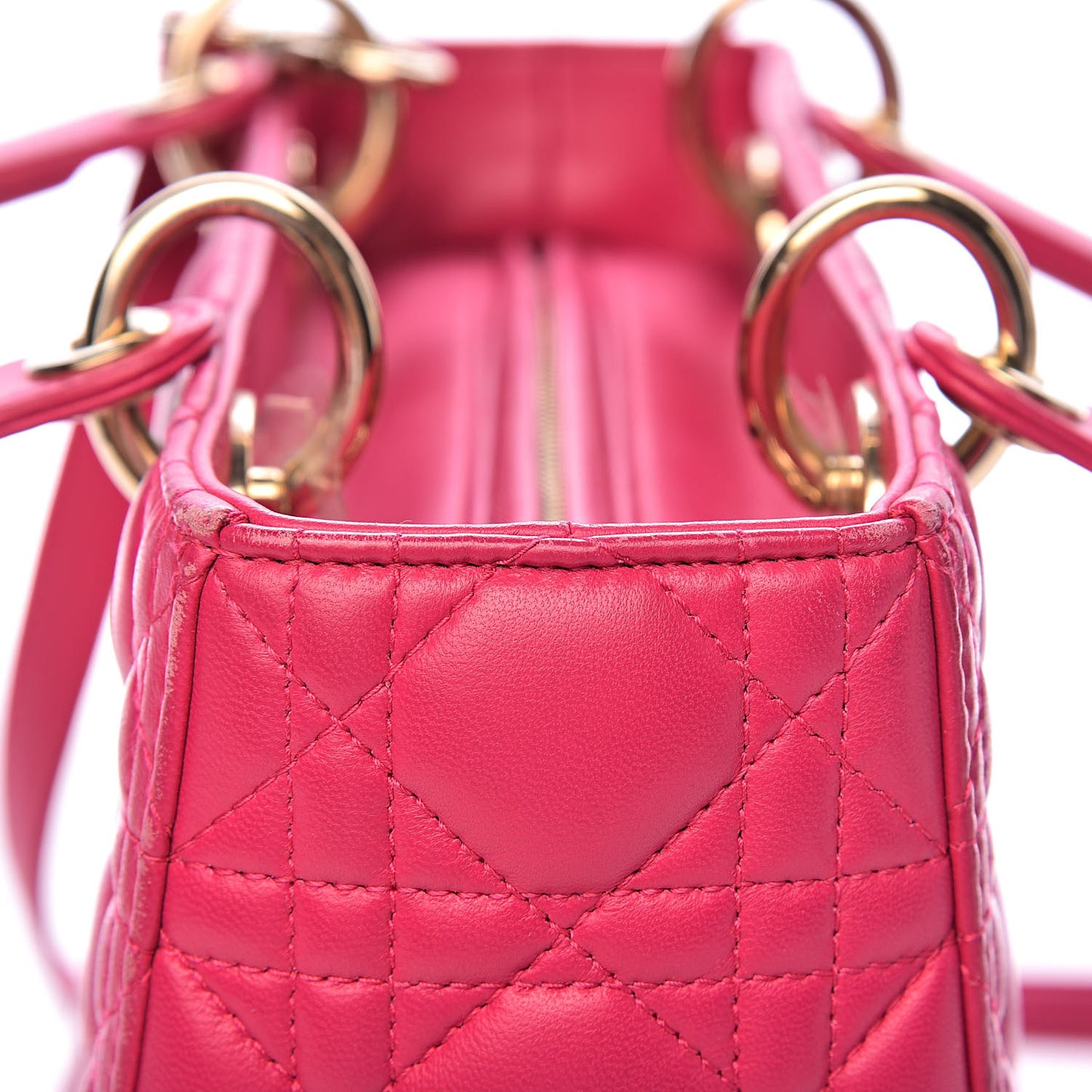 Lambskin Cannage Medium Lady Dior Fuchsia
