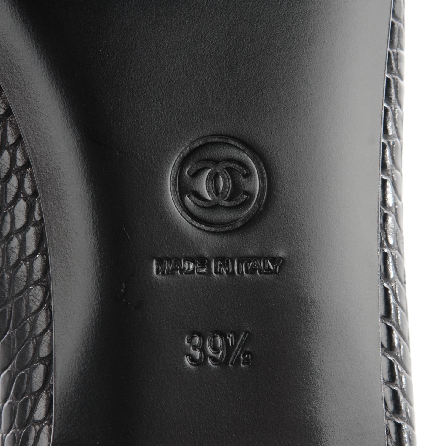 Chanel Crocodile Patent CC Cap Toe Ballerina Flats 39.5 Black 9 of 10