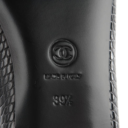 Chanel Crocodile Patent CC Cap Toe Ballerina Flats 39.5 Black 9 of 10