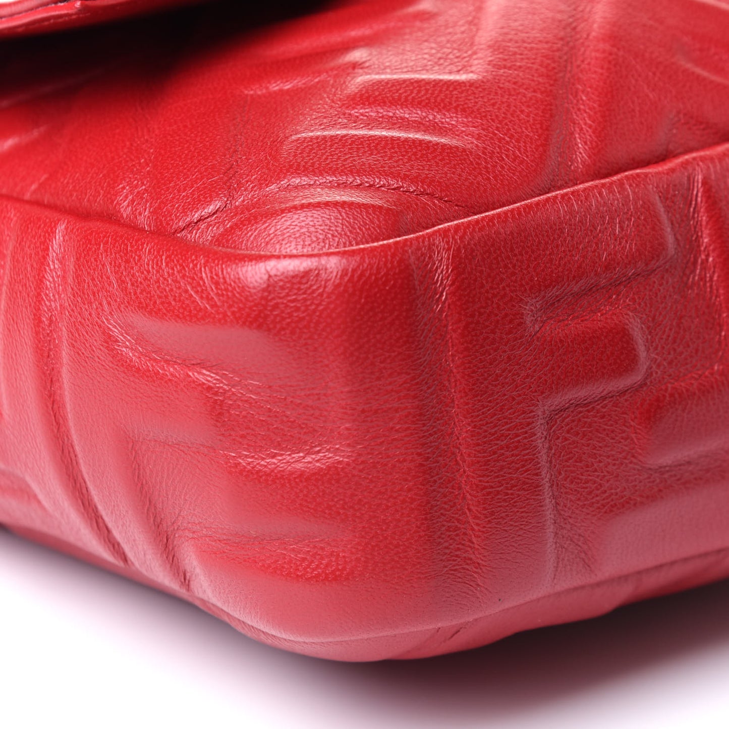 Nappa FF 1974 Embossed Large Baguette Fragola