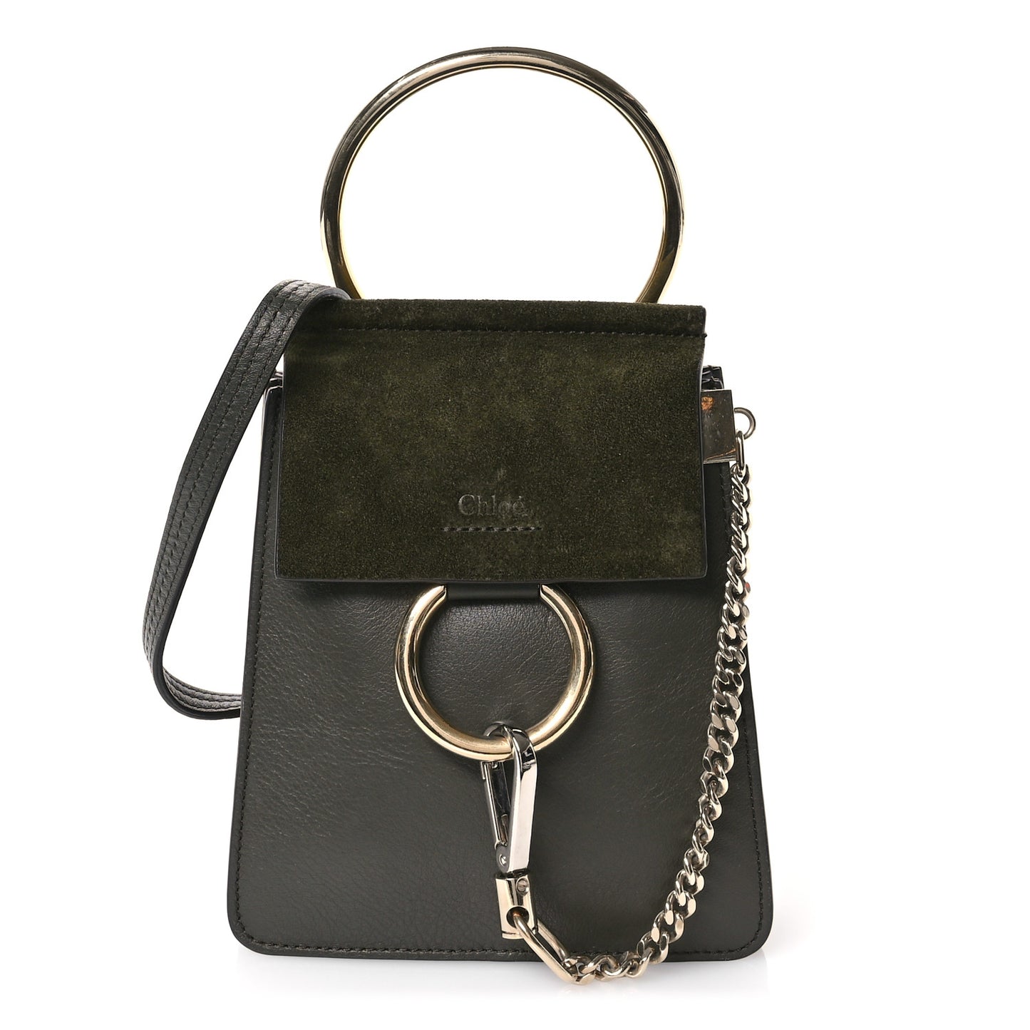 Suede Calfskin Mini Faye Bracelet Bag Deep Forrest